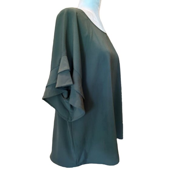 Umgee  Women's Ruffled Sleeve Blouse Medium‎ Green Polyester - Picture 5 of 6